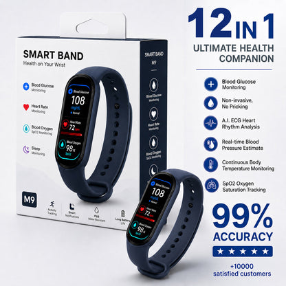 🔥60% OFF Launch Offer 🏆 2026 Pryxo™ M9 Non-Invasive Smart Band │12 health reports │ No-Prick📈