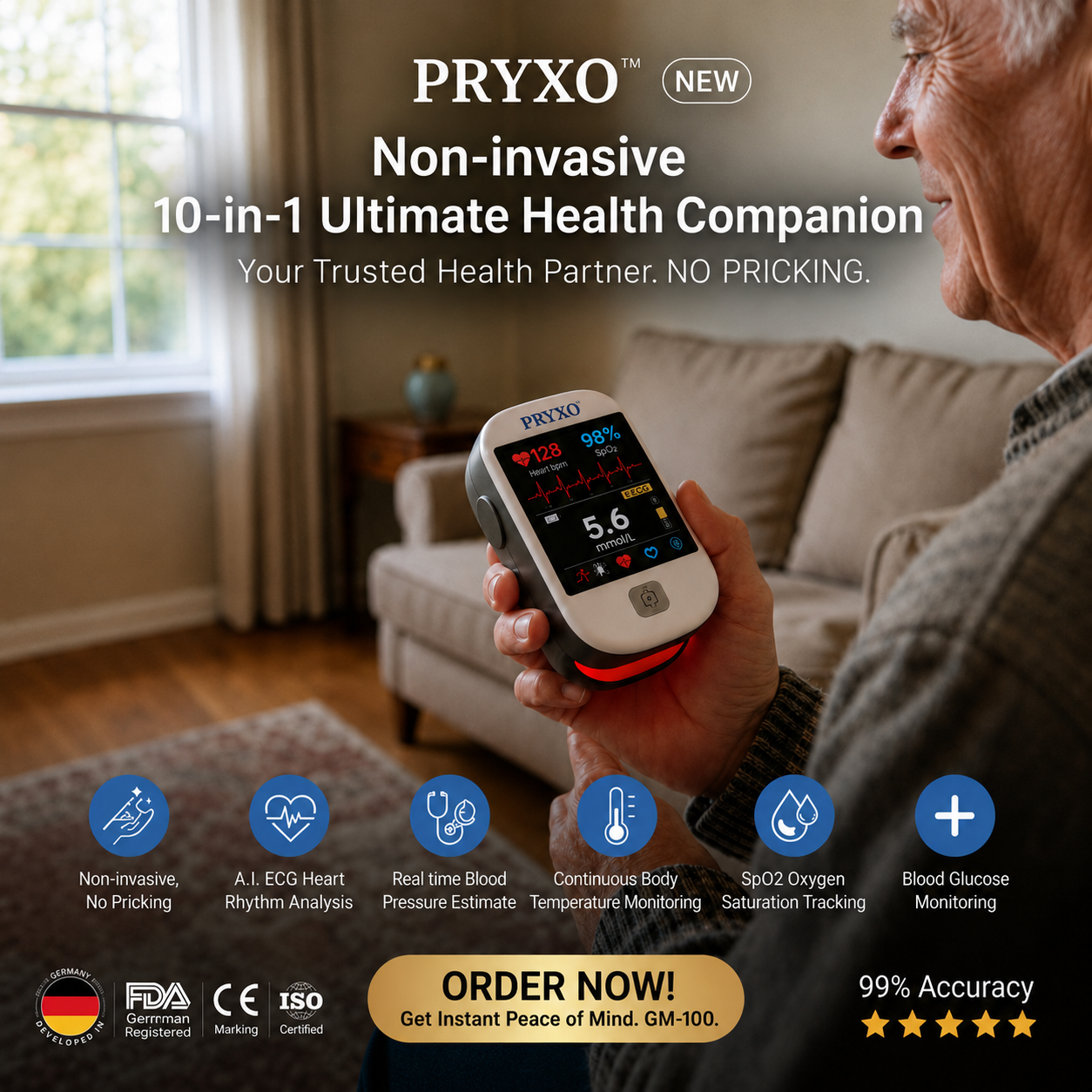 2026 Pryxo™ second generation 10-in-1 smart blood medical instrument │10 health reports📈No-Prick