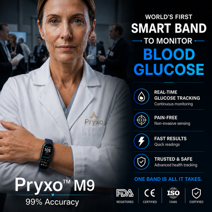 🔥60% OFF Launch Offer 🏆 2026 Pryxo™ M9 Non-Invasive Smart Band │12 health reports │ No-Prick📈