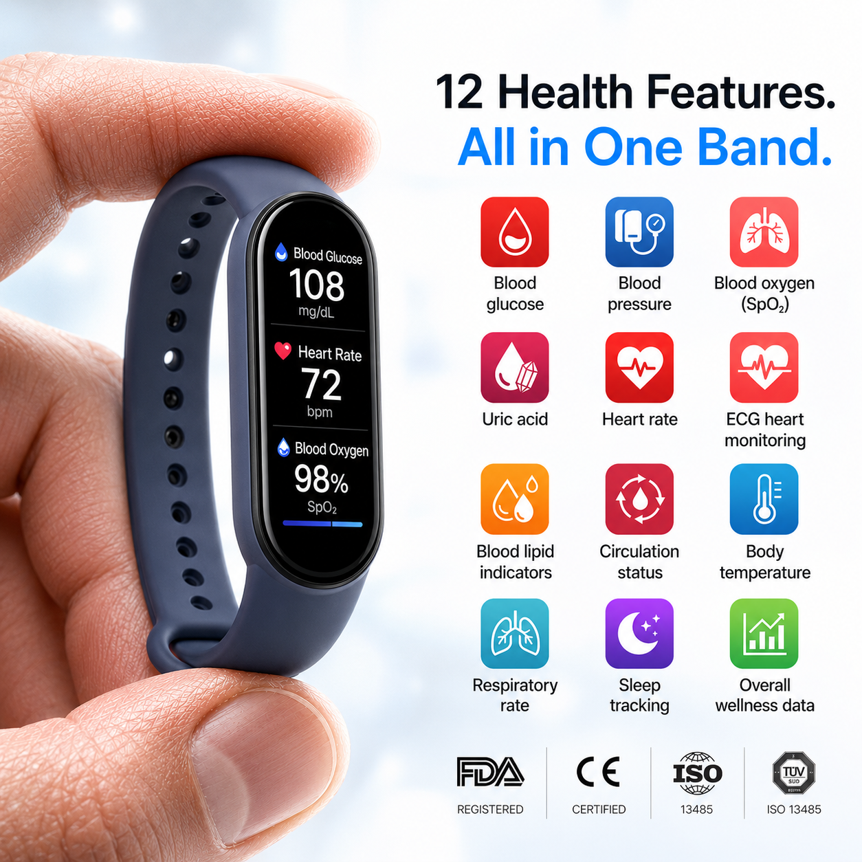🔥60% OFF Launch Offer 🏆 2026 Pryxo™ M9 Non-Invasive Smart Band │12 health reports │ No-Prick📈