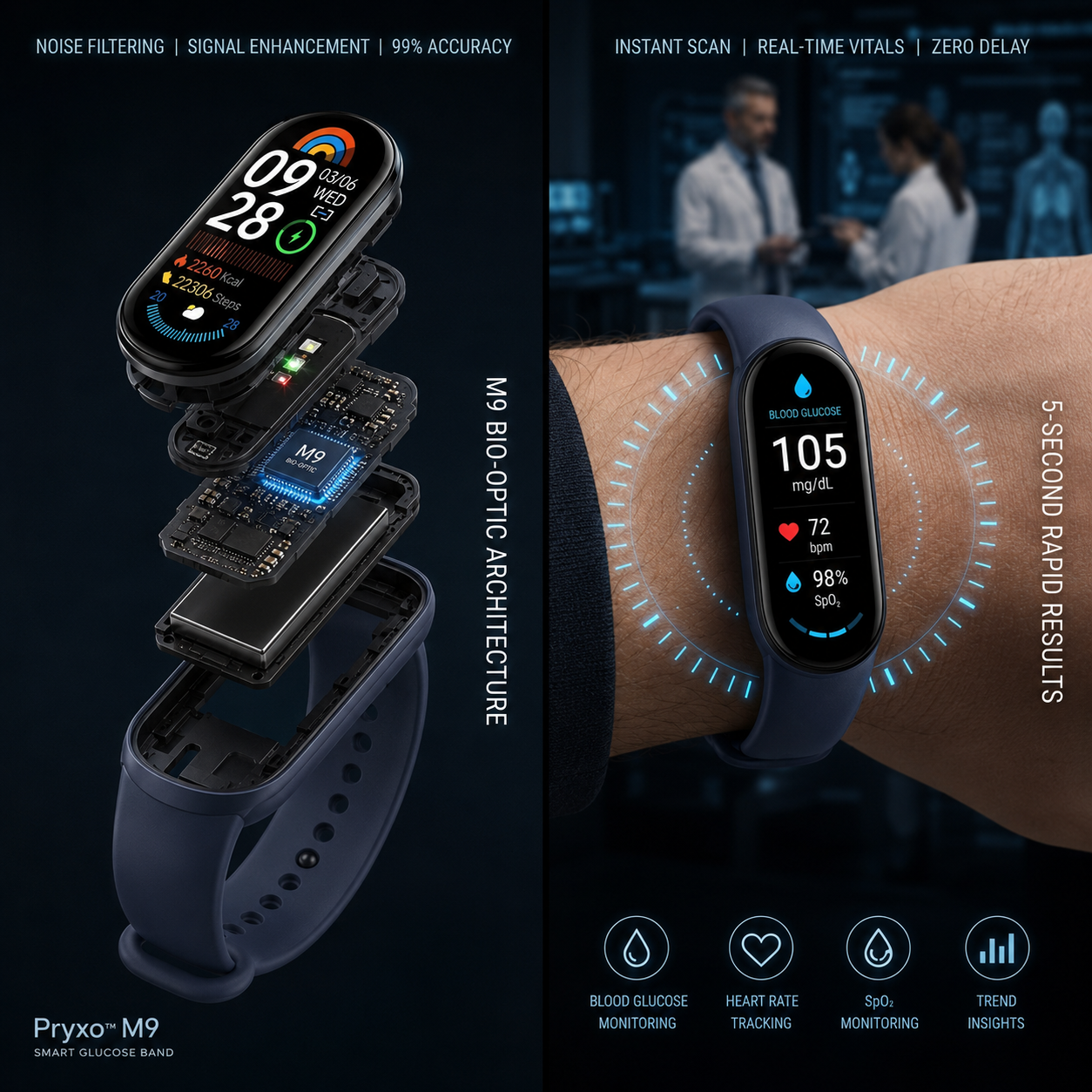 🔥60% OFF Launch Offer 🏆 2026 Pryxo™ M9 Non-Invasive Smart Band │12 health reports │ No-Prick📈