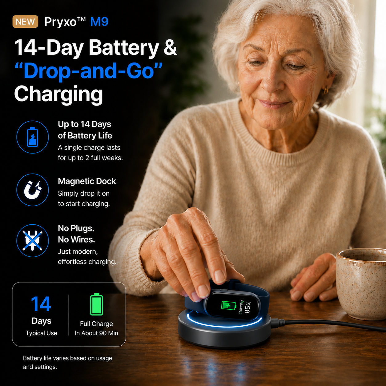 🔥60% OFF Launch Offer 🏆 2026 Pryxo™ M9 Non-Invasive Smart Band │12 health reports │ No-Prick📈